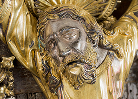 Gefasste Andreaskreuz-Reliquie um 1440 Wiener Goldschmiedewerkstatt Domschatz St. Stephan Leni Deinhardstein, Lisa Rastl, Dom Museum Wien