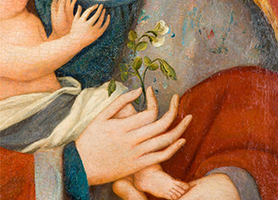 Maria mit der Erbsenblüte Spätes 14. Jahrhundert  Diözesane Sammlung Leni Deinhardstein, Lisa Rastl, Dom Museum Wien