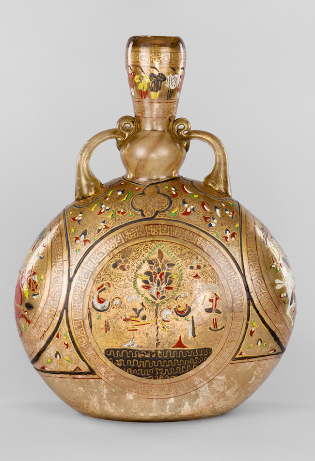 Syrische Glasflasche in Pilgerflaschenform um 1280  Domschatz St. Stephan Leni Deinhardstein, Lisa Rastl, Dom Museum Wien
