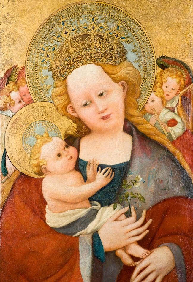 Maria mit der Erbsenblüte Spätes 14. Jahrhundert Westfalen (?) Diözesane Sammlung L. Deinhardstein, L. Rastl