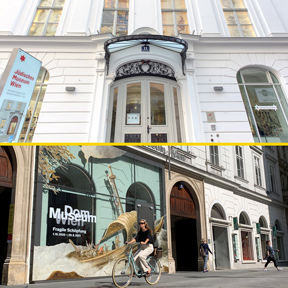 Die Eingänge des Jüdischen Museum Wien und des Dom Museum Wien. Die Eingänge des Jüdischen Museum Wien und des Dom Museum Wien.