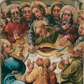 Meister des Friedrichsaltars, Letztes Abendmahl (Detail), um 1440/1450, Belvedere Wien, Foto: © Belvedere, Wien