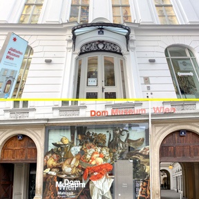 Die Eingänge des Jüdischen Museum Wien und des Dom Museum Wien. 