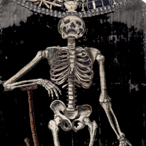 Kasel mit Skelettmotiv nach Holzschnitt zur Anatomie des Vesal (Detail), Augsburg, 1630. Benediktinerstift Kremsmünster, Foto: © Stift Kremsmünster, Foto: Norbert Artner
