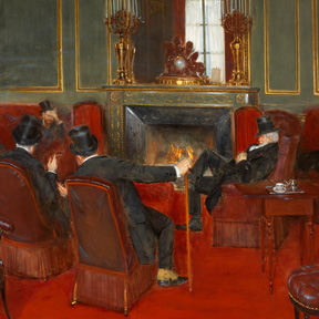 Jean  Béraud, Im Club (Detail), 1904. Szépművészeti Múzeum / Museum of Fine Arts, Budapest, 2024; Foto: Szépművészeti Múzeum / Museum of Fine Arts, Budapest