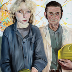 Norbert Wagenbrett, Bauarbeiter und Bauarbeiterin (Detail), 1984, Museum Utopie und Alltag (Bestand Beeskow), Norbert Wagenbrett © Bildrecht, Wien 2025, Foto: Thomas Kläber