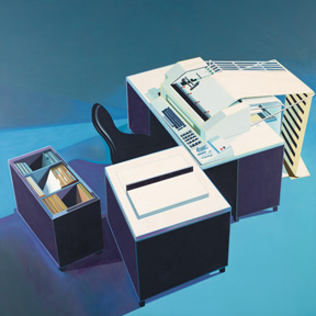 Lowell Nesbitt, IBM 6400 (Detail), 1965. mumok – Museum moderner Kunst Stiftung Ludwig Wien, Leihgabe der Österreichischen Ludwig-Stiftung seit 1981, Lowell Nesbitt © Bildrecht, Wien 2025, Foto: mumok – Museum moderner Kunst Stiftung Ludwig Wien, Leihgabe der Österreichischen Ludwig-Stiftung
