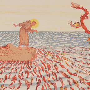 Oskar Laske, Die Fischpredigt (Detail), 1919. Dom Museum Wien, Otto Mauer Contemporary, Foto: L. Deinhardstein. 