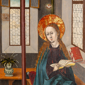 Meister der Heiligenmartyrien, Verk&uuml;ndigung (Detail), um 1490. Zisterzienserabtei Stift Heiligenkreuz &ndash; Kunstsammlung, Foto: L. Deinhardstein. 