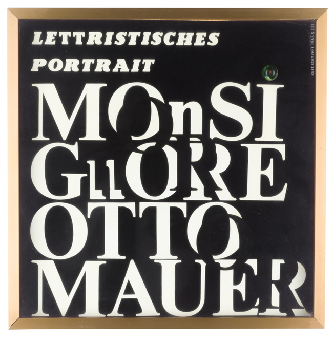 lettristisches portrait / monsignore otto mauer 1965 Curt Stenvert (*1920 Wien, Österreich, + 1992 Köln, Deutschland) Sammlung Otto Mauer © Curt Stenvert; Foto: L. Deinhardstein, L. Rastl