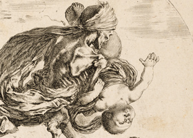 der tod entführt einen säugling (fünf todesdarstellungen) um 1648 Stefano della Bella (*1610 Florenz, Italien, + 1664 Florenz, Italien) Sammlung Otto Mauer L. Deinhardstein
